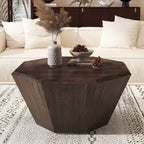 Table basse octogonale en bois d'hévéa de 31,5 pouces pour salon, chambre à coucher