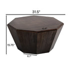 Table basse octogonale en bois d'hévéa de 31,5 pouces pour salon, chambre à coucher