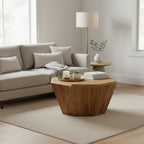 Table basse octogonale en bois d'hévéa de 31,5 pouces pour salon, chambre à coucher