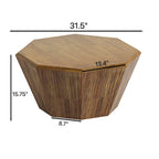 Table basse octogonale en bois d'hévéa de 31,5 pouces pour salon, chambre à coucher