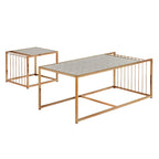 Ensemble de tables basses gigognes or champagne, plateau miroir texturé, style glamour pour salon