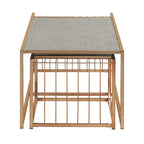 Ensemble de tables basses gigognes or champagne, plateau miroir texturé, style glamour pour salon