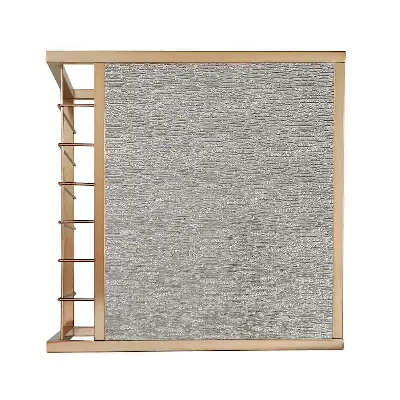 Ensemble de tables basses gigognes or champagne, plateau miroir texturé, style glamour pour salon