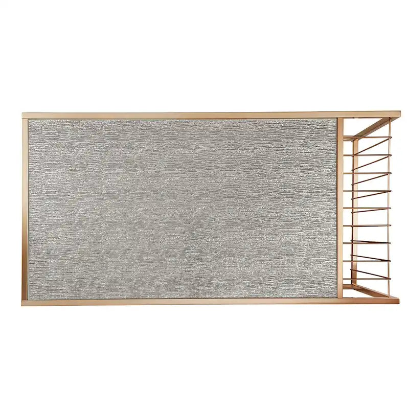 Ensemble de tables basses gigognes or champagne, plateau miroir texturé, style glamour pour salon