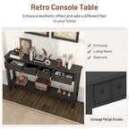 Console Rétro 60 Pouces avec 4 Tiroirs, Table d'Entrée, Style Vintage