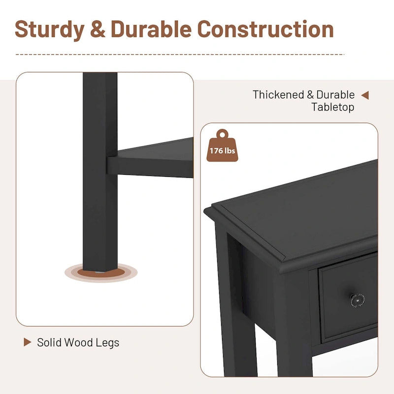 Console Rétro 60 Pouces avec 4 Tiroirs, Table d'Entrée, Style Vintage