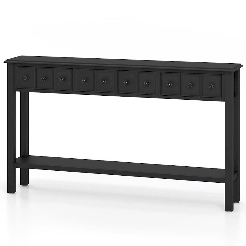 Console Rétro 60 Pouces avec 4 Tiroirs, Table d'Entrée, Style Vintage