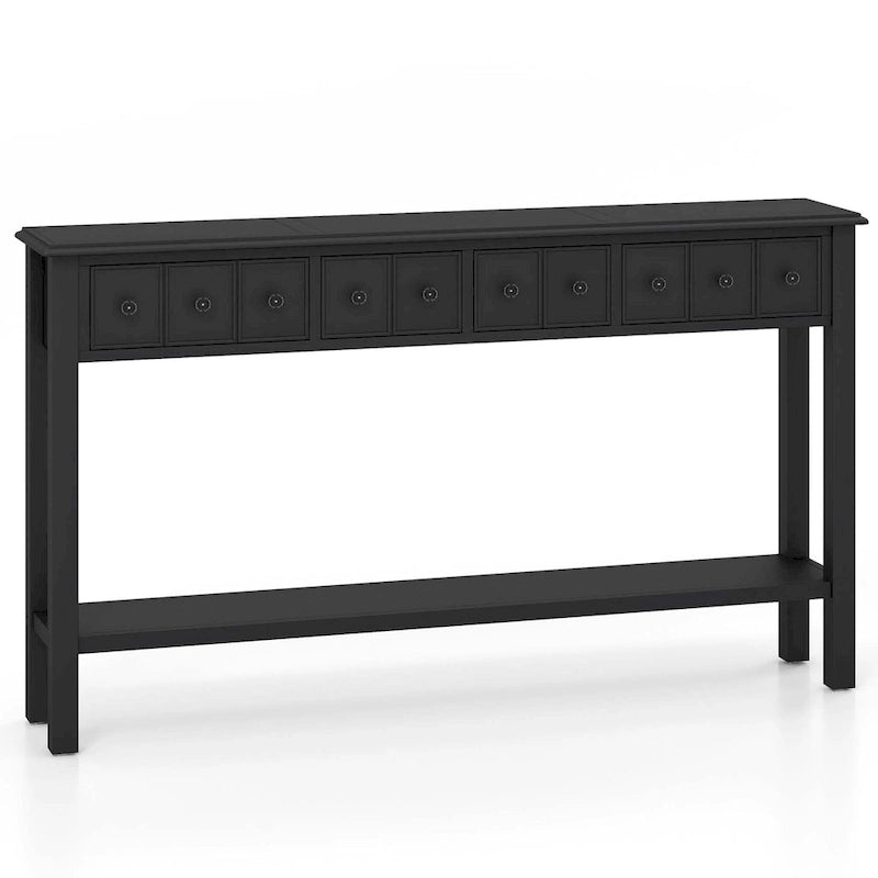 Console Rétro 60 Pouces avec 4 Tiroirs, Table d'Entrée, Style Vintage