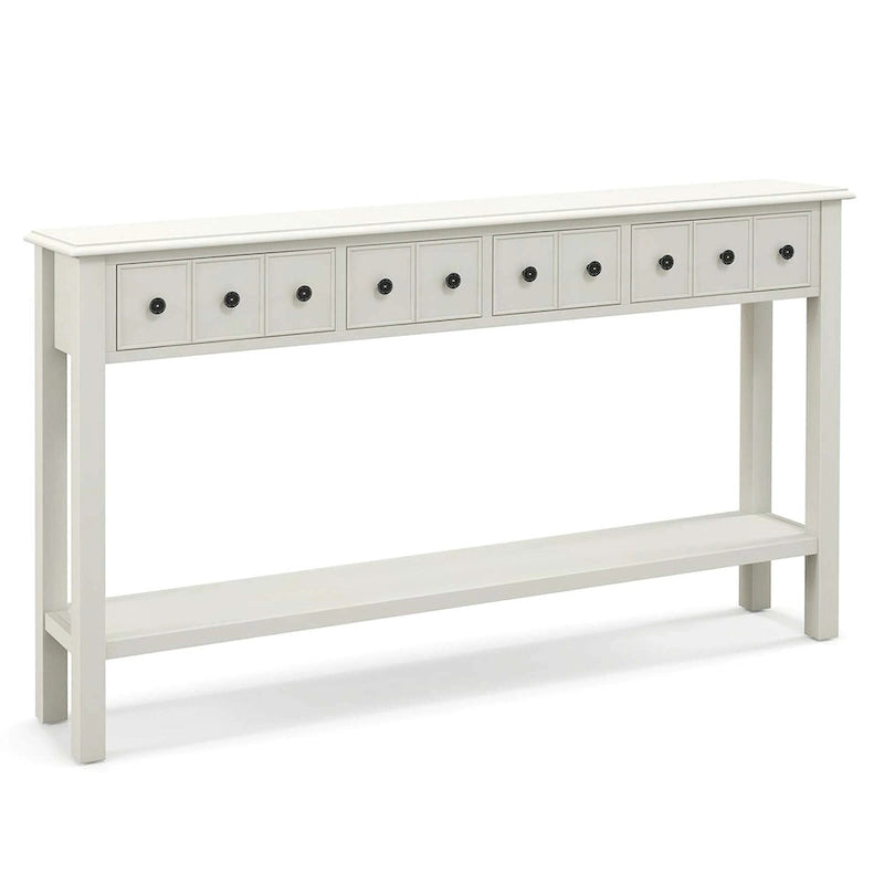 Console Rétro 60 Pouces avec 4 Tiroirs, Table d'Entrée, Style Vintage