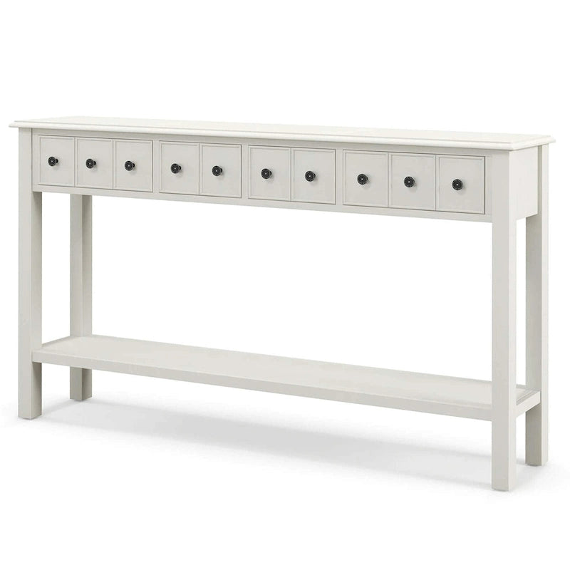 Console Rétro 60 Pouces avec 4 Tiroirs, Table d'Entrée, Style Vintage
