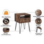 Tables de chevet modernes avec tiroir et pieds épingles, marron/bleu/noir/jaune, quatre options