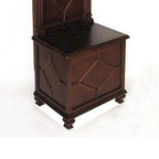 Meuble d'entrée en bois moulé avec coffre à couvercle relevable et miroir, marron