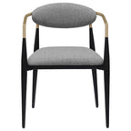 Ensemble de 2 fauteuils de salle à manger Exis, tissu gris moderne, métal noir élégant