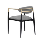 Ensemble de 2 fauteuils de salle à manger Exis, tissu gris moderne, métal noir élégant