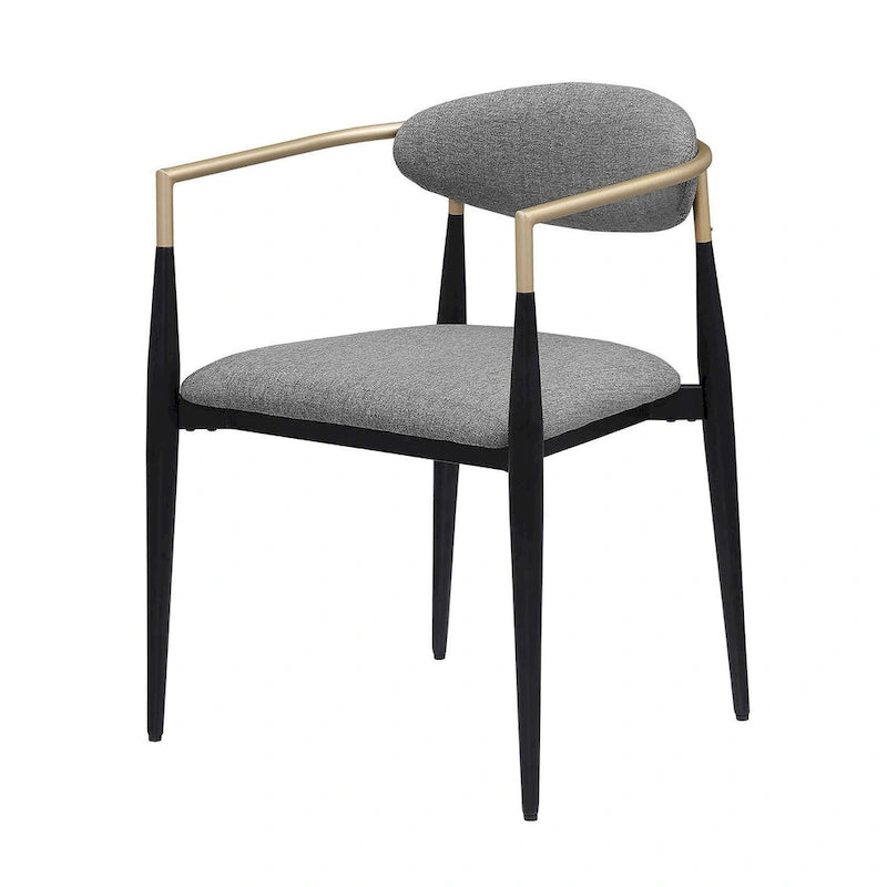 Ensemble de 2 fauteuils de salle à manger Exis, tissu gris moderne, métal noir élégant