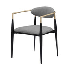 Ensemble de 2 fauteuils de salle à manger Exis, tissu gris moderne, métal noir élégant