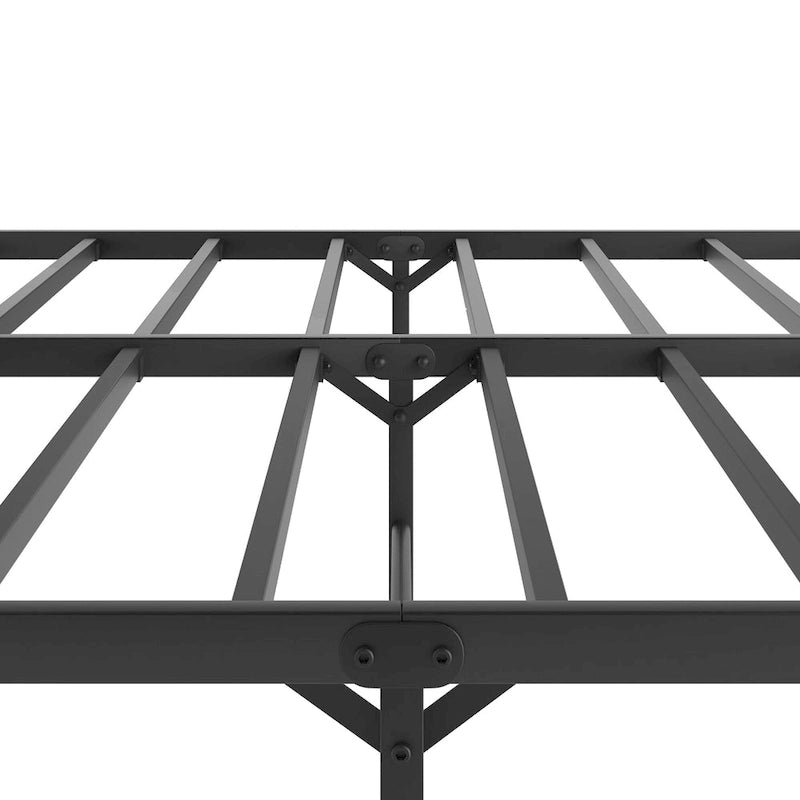 Cadre de lit plateforme King en métal noir avec tête de lit - Conception pliable améliorée
