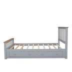 Lit plateforme Queen en bois avec tiroirs, tête de lit et pied de lit