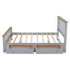Lit plateforme Queen en bois avec tiroirs, tête de lit et pied de lit