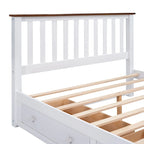 Lit plateforme Queen en bois avec tiroirs, tête de lit et pied de lit