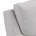 Canapé 3 places moderne en tissu gris avec pieds en métal doré pour salon