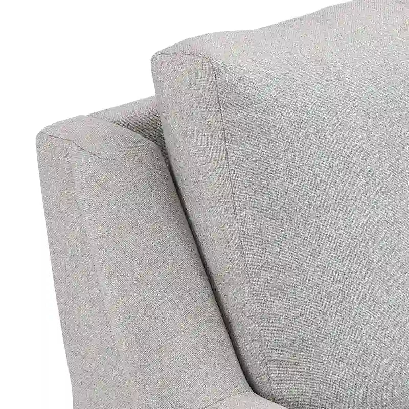 Canapé 3 places moderne en tissu gris avec pieds en métal doré pour salon