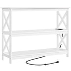 Table console à 3 niveaux en bois avec prise de courant, table d'appoint de canapé pour salon et entrée