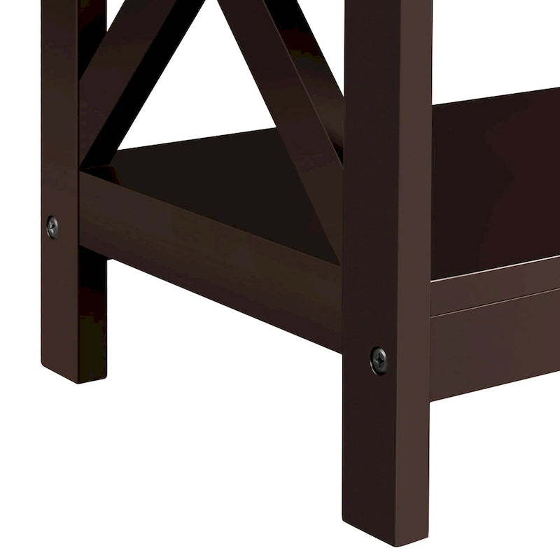 Table console à 3 niveaux en bois avec prise de courant, table d'appoint de canapé pour salon et entrée