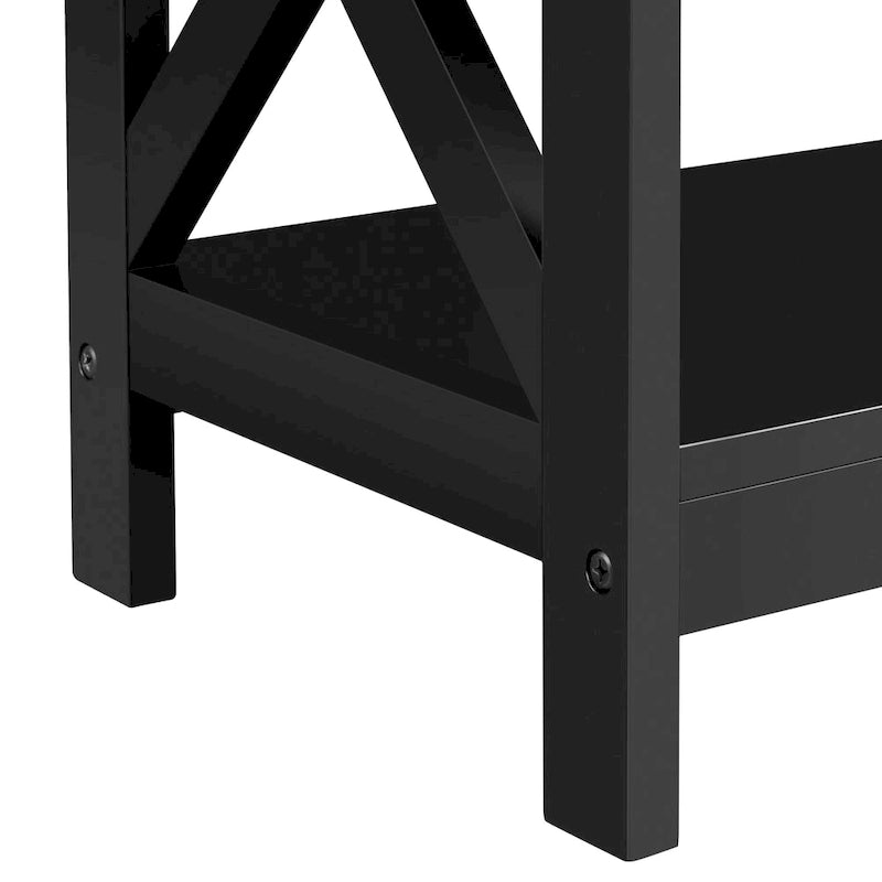 Table console à 3 niveaux en bois avec prise de courant, table d'appoint de canapé pour salon et entrée
