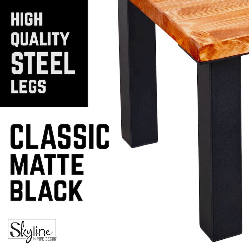 Pieds de table industriels en acier noir mat - Lot de 4, pieds de meubles modernes à faire soi-même pour bureau et table