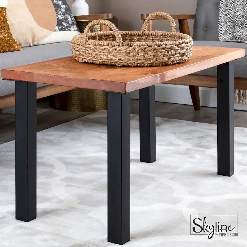 Pieds de table industriels en acier noir mat - Lot de 4, pieds de meubles modernes à faire soi-même pour bureau et table