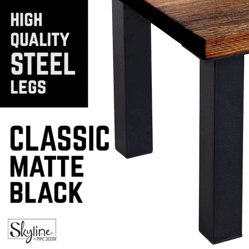 Pieds de table industriels en acier noir mat - Lot de 4, pieds de meubles modernes à faire soi-même pour bureau et table