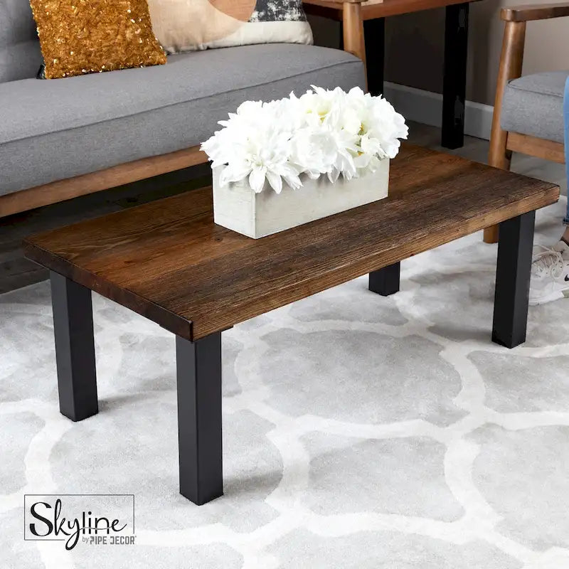 Pieds de table industriels en acier noir mat - Lot de 4, pieds de meubles modernes à faire soi-même pour bureau et table