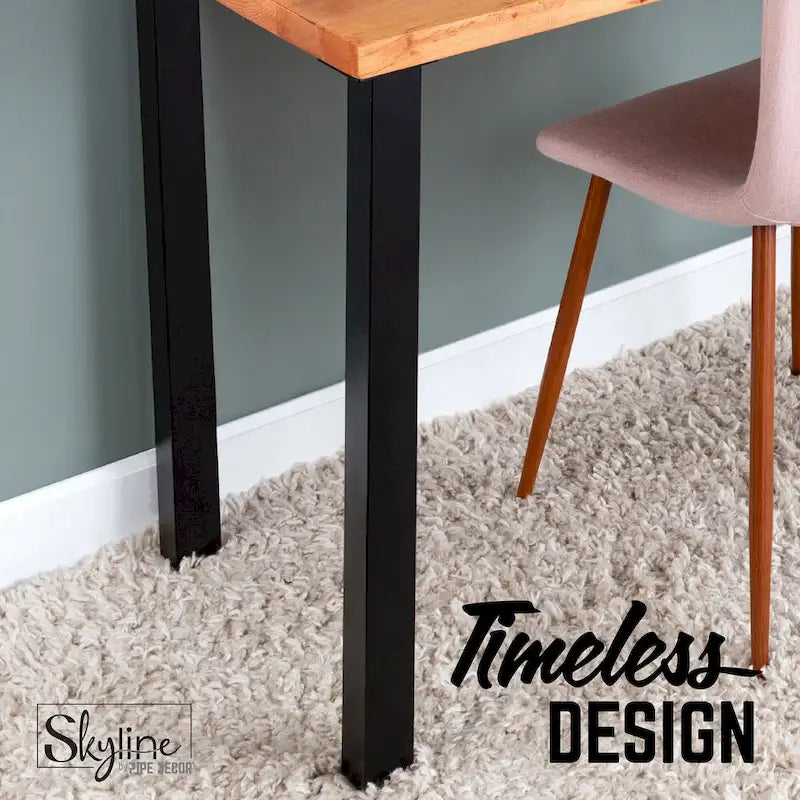 Pieds de table industriels en acier noir mat - Lot de 4, pieds de meubles modernes à faire soi-même pour bureau et table
