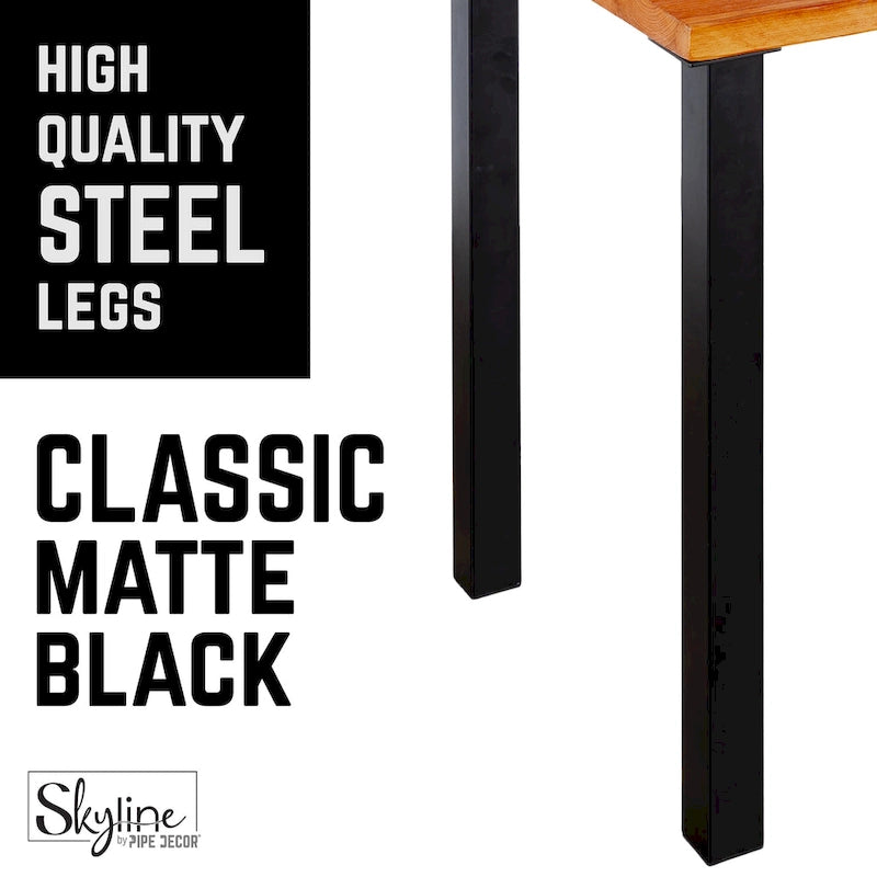 Pieds de table industriels en acier noir mat - Lot de 4, pieds de meubles modernes à faire soi-même pour bureau et table