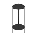 Table d'appoint ronde moderne à 2 niveaux avec pieds en métal robustes, finition Americano