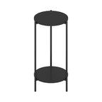 Table d'appoint ronde moderne à 2 niveaux avec pieds en métal robustes, finition Americano