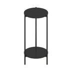Furinno Besi 2-Tier Modern Tall Round Side End Table with Sturdy Metal Legs, Americano
