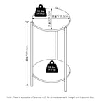 Table d'appoint ronde moderne à 2 niveaux avec pieds en métal robustes, finition Americano
