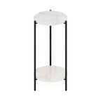 Table d'appoint ronde moderne à 2 niveaux avec pieds en métal robustes, finition Americano
