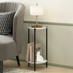 Table d'appoint ronde moderne à 2 niveaux avec pieds en métal robustes, finition Americano