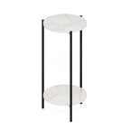 Table d'appoint ronde moderne à 2 niveaux avec pieds en métal robustes, finition Americano