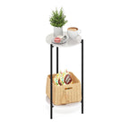 Table d'appoint ronde moderne à 2 niveaux avec pieds en métal robustes, finition Americano