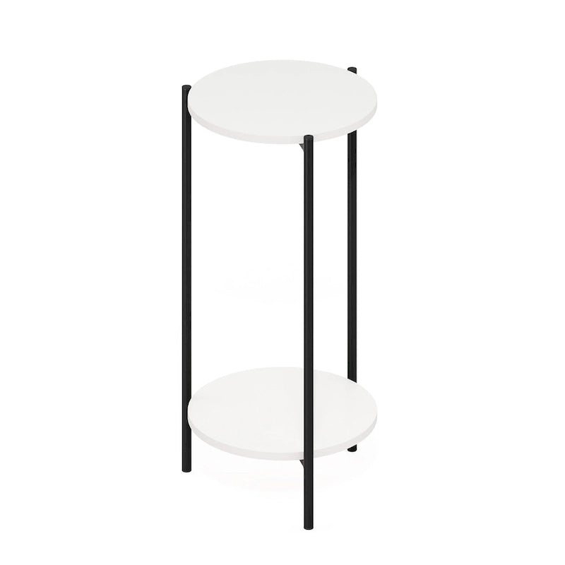 Table d'appoint ronde moderne à 2 niveaux avec pieds en métal robustes, finition Americano