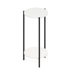 Table d'appoint ronde moderne à 2 niveaux avec pieds en métal robustes, finition Americano