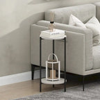 Table d'appoint ronde moderne à 2 niveaux avec pieds en métal robustes, finition Americano