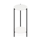 Table d'appoint ronde moderne à 2 niveaux avec pieds en métal robustes, finition Americano