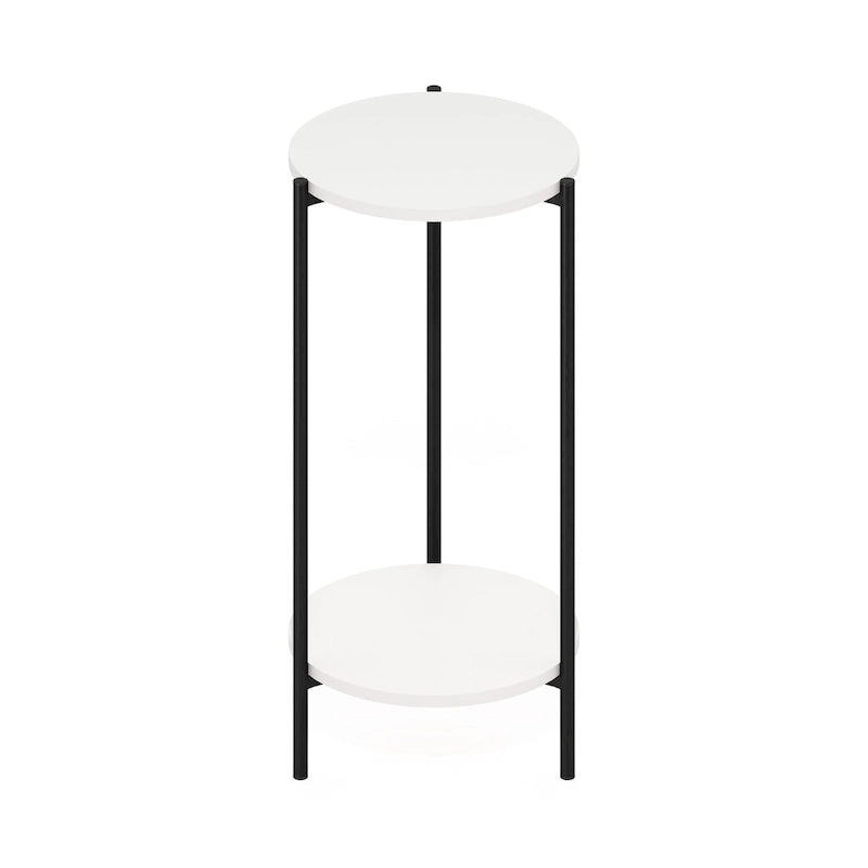 Table d'appoint ronde moderne à 2 niveaux avec pieds en métal robustes, finition Americano