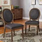 Lot de 2 chaises de salle à manger rondes en lin et bois, style bohème naturel, chaise de salle à manger