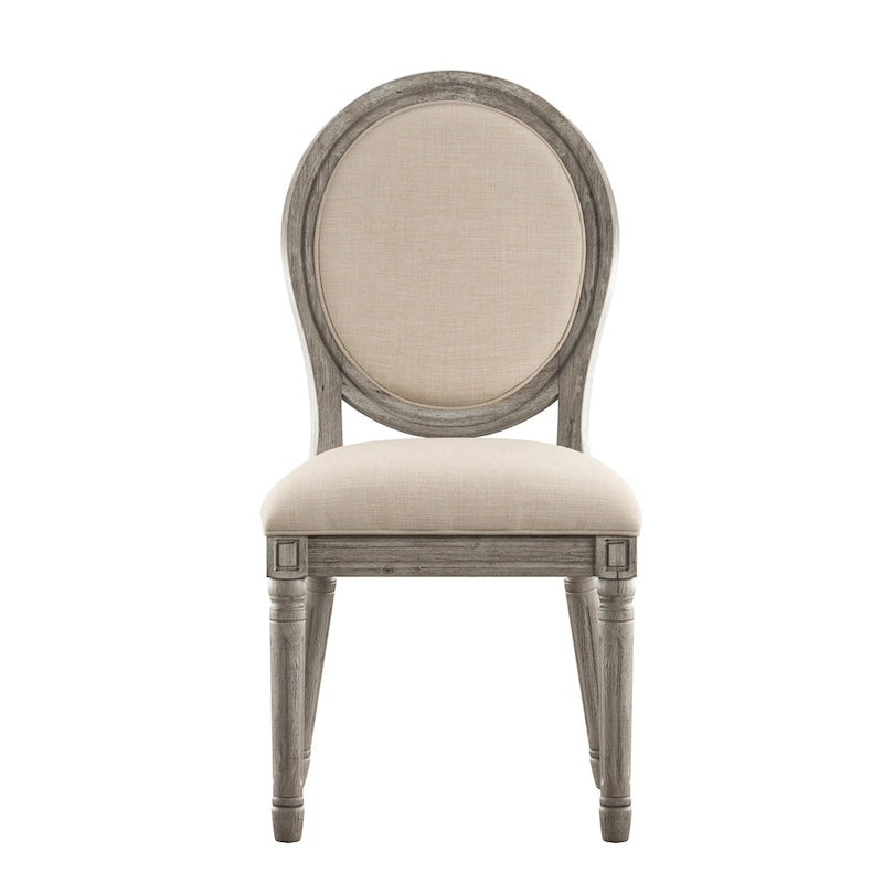 Lot de 2 chaises de salle à manger rondes en lin et bois, style bohème naturel, chaise de salle à manger